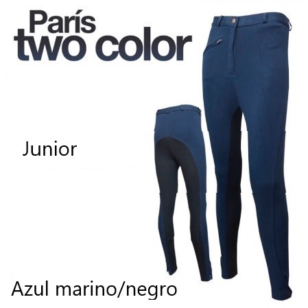 Pantalones hípica Two Color niño azul gris.