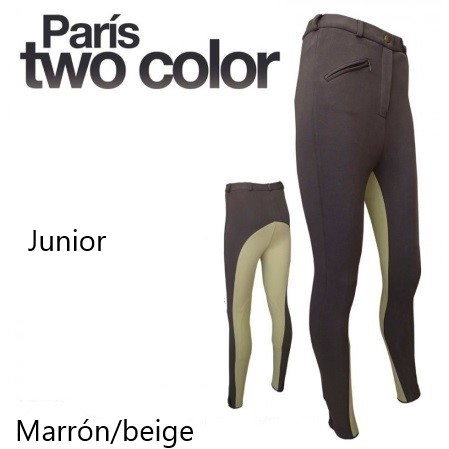 Pantalones hípica Two Color niño marrón beige.