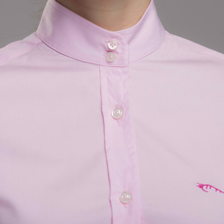 Camisa amazona manga larga rosa cuello.